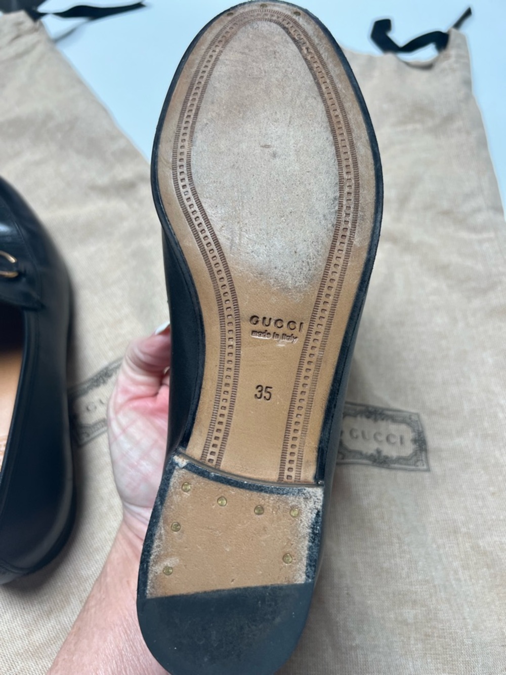 Gucci Black Leather Horsebit Loafers with Gold Hardware - Picture 11 of 14